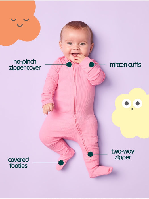 Ribbed 2-Way-Zip Sleep & Play Footed One-Piece for Baby