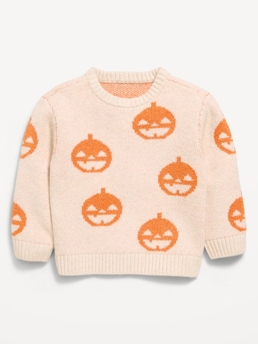 Printed Oversized Crew-Neck Sweater for Toddler Boys