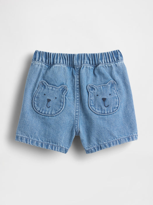 Baby Brannan Bear Pocket Pull-On Denim Shorts