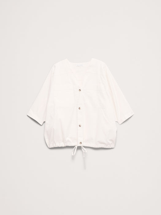 Stretch-Cotton Drawstring-Hem Top