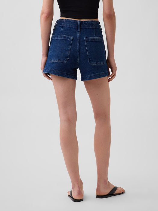 3.5" High Rise Sailor Relaxed Straight Denim Shorts
