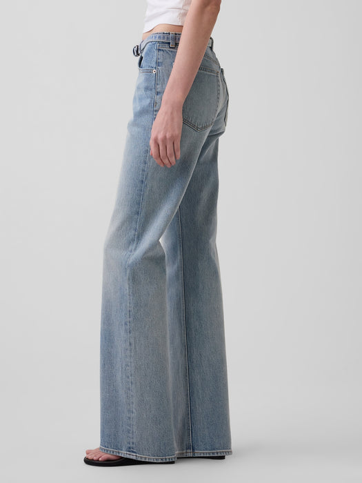 Mid Rise Micro Belt Relaxed Straight Jeans