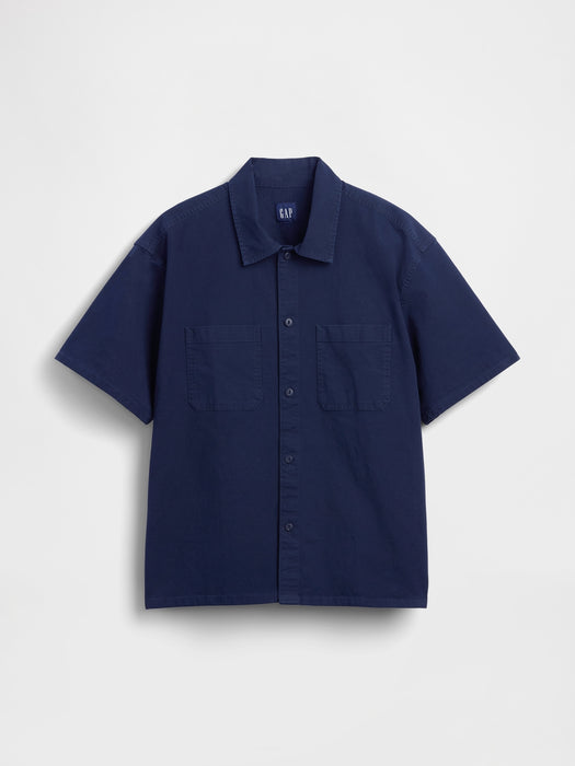 Relaxed Straight-Hem Utility Shirt