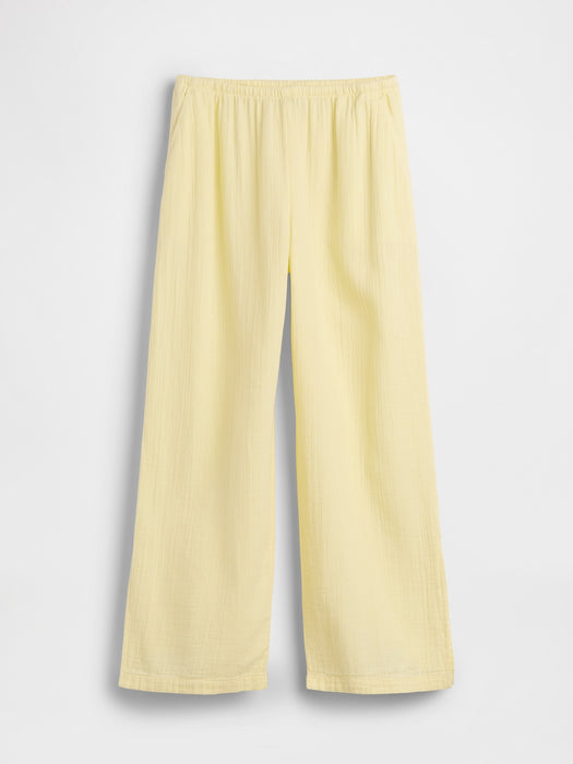 Cotton Gauze Easy Split-Hem Pants