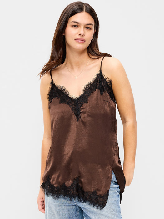 Asymmetrical Lace-Trim Cami Top