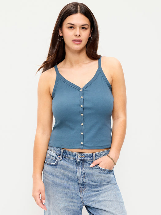 Button-Front Cami Tank Top