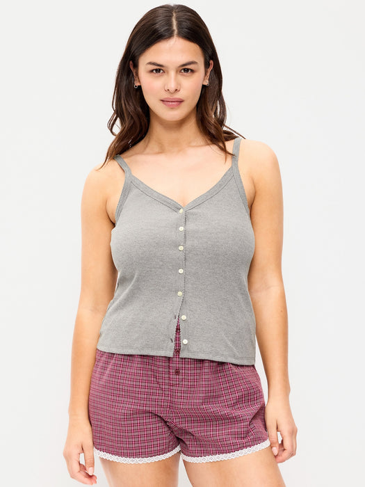 Button-Front Cami Tank Top