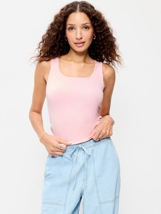 Hug Double-Layer Scoop-Neck Tank Top