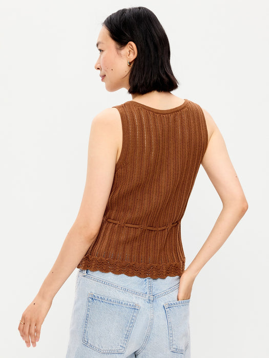 Seaside Cotton Pointelle Peplum Tank Top