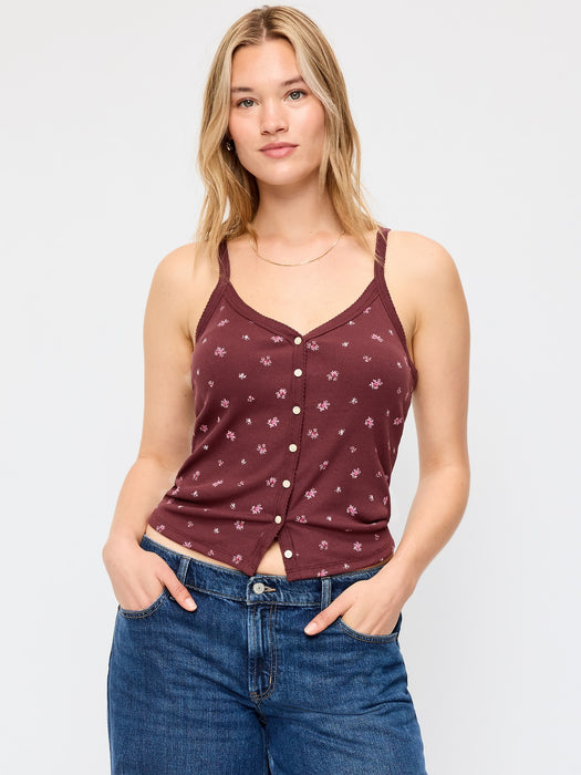 Button-Front Cami Tank Top