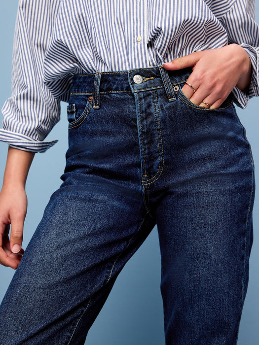 High-Waisted Button-Fly OG Straight Ankle Jeans