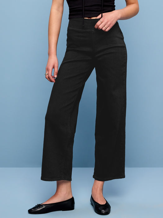 High-Waisted Weekender Pull-On Crop Wide-Leg Jeans
