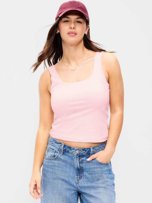 Hug Double-Layer Scoop-Neck Tank Top