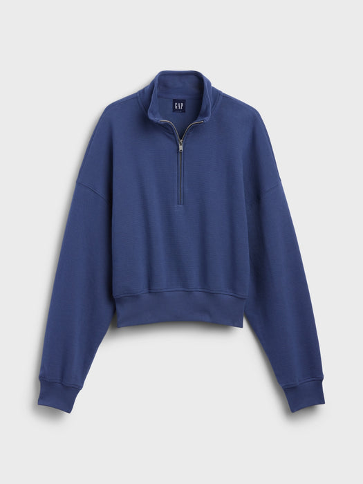 Textured Cotton Oversized Half-Zip Pullover