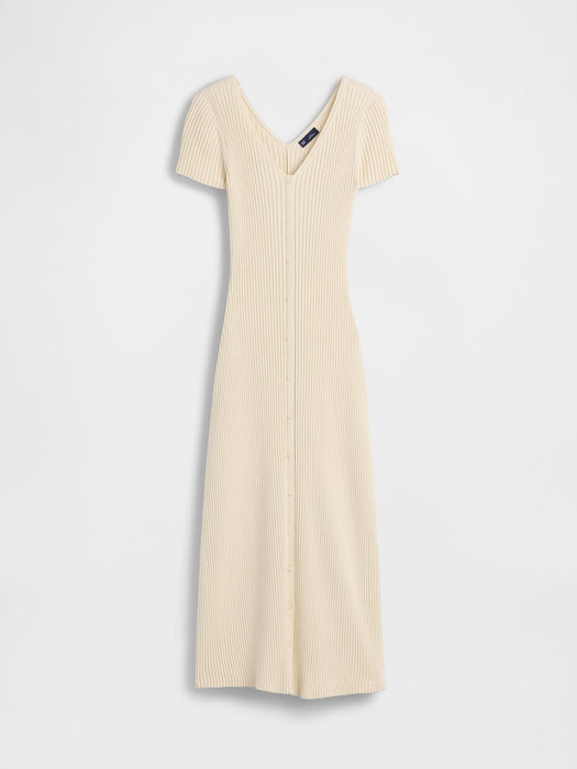 100% Cotton Rib Sweater Maxi Dress