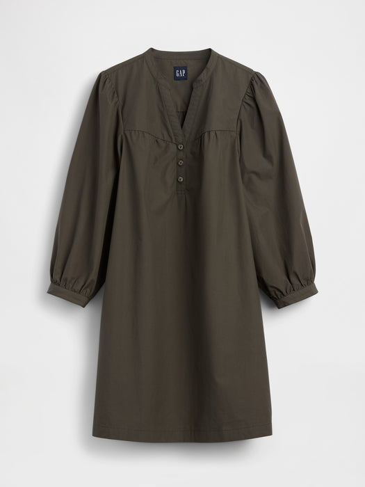 Poplin Henley Mini Dress