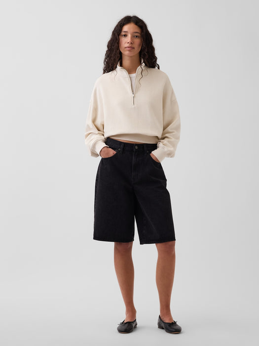 Textured Cotton Oversized Half-Zip Pullover