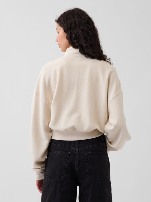 Textured Cotton Oversized Half-Zip Pullover