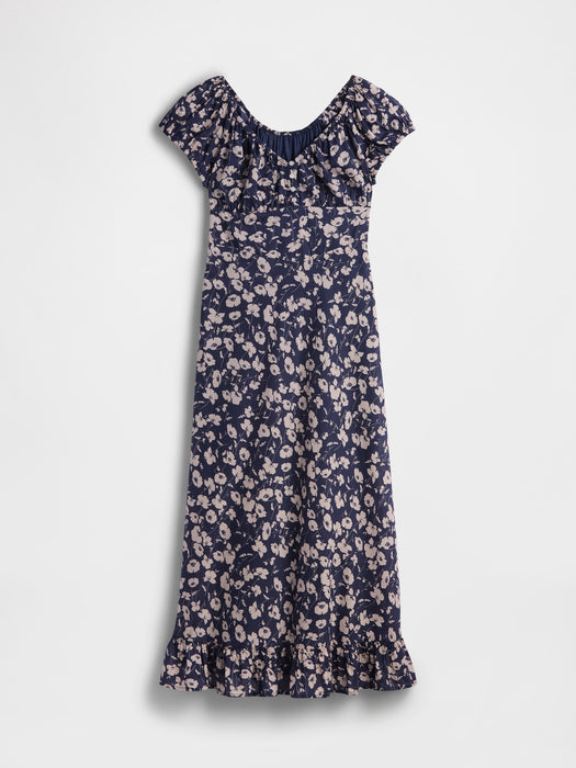 V-Neck Ruffle Hem Maxi Dress