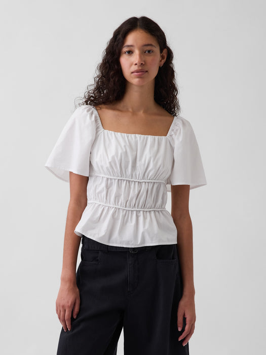 Square-Neck Peplum Top
