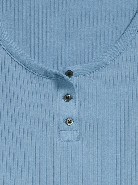 Scoop-Neck Fitted Henley Top