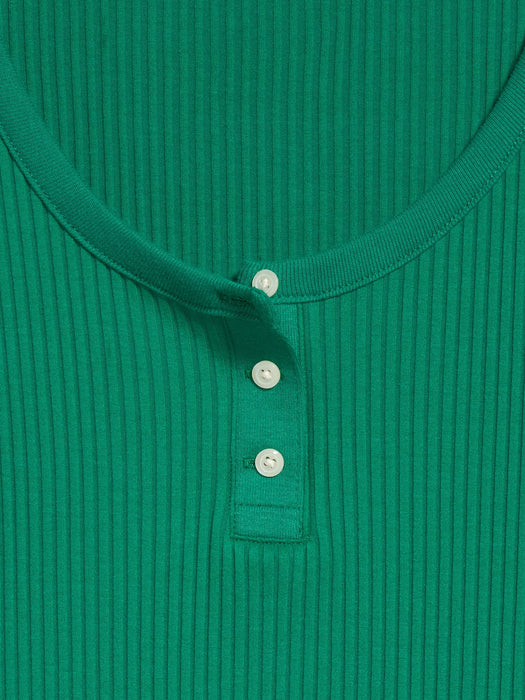 Scoop-Neck Fitted Henley Top