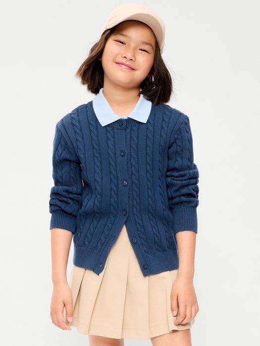 Cable-Knit Cardigan Sweater for Girls