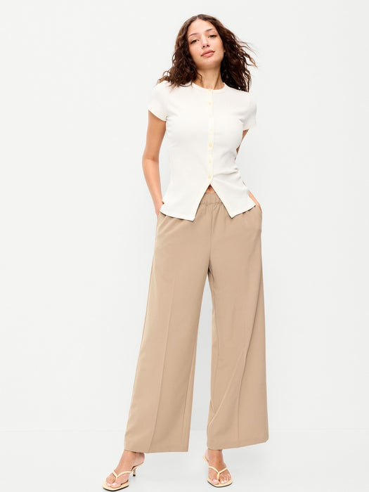 High-Waisted Wide-Leg Trouser Pants