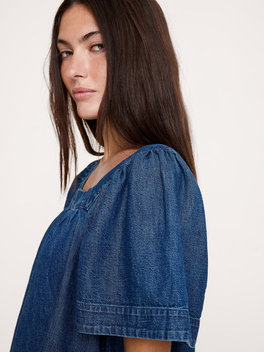 Chambray Square-Neck Top