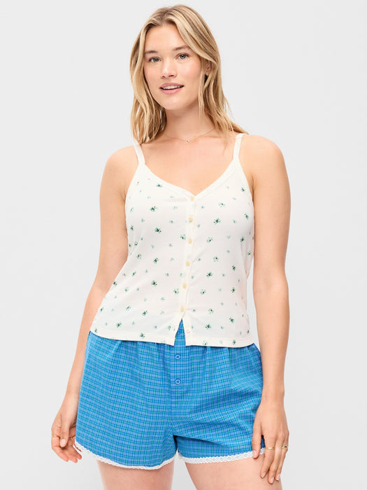 Button-Front Cami Tank Top