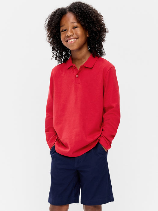 School Uniform Long-Sleeve Polo Shirt for Boys