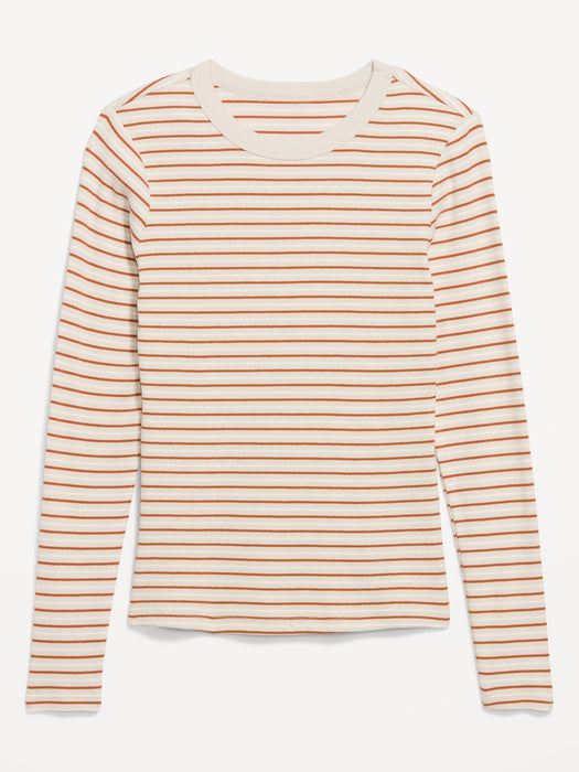 Snug Long-Sleeve Striped Ribbed T-Shirt