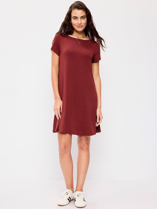 Short-Sleeve Mini Swing Dress