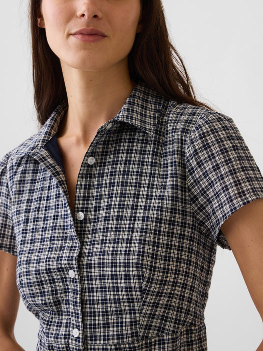 Empire-Waist Mini Shirtdress