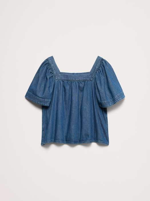 Chambray Square-Neck Top