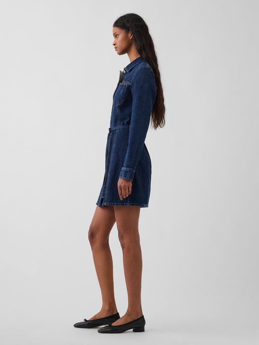 Denim Belted Mini Dress