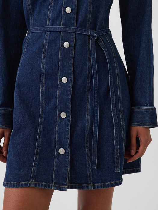 Denim Belted Mini Dress