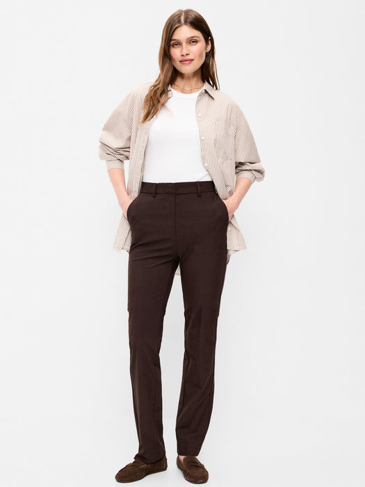 Extra High-Waisted Straight-Leg Twill Pants