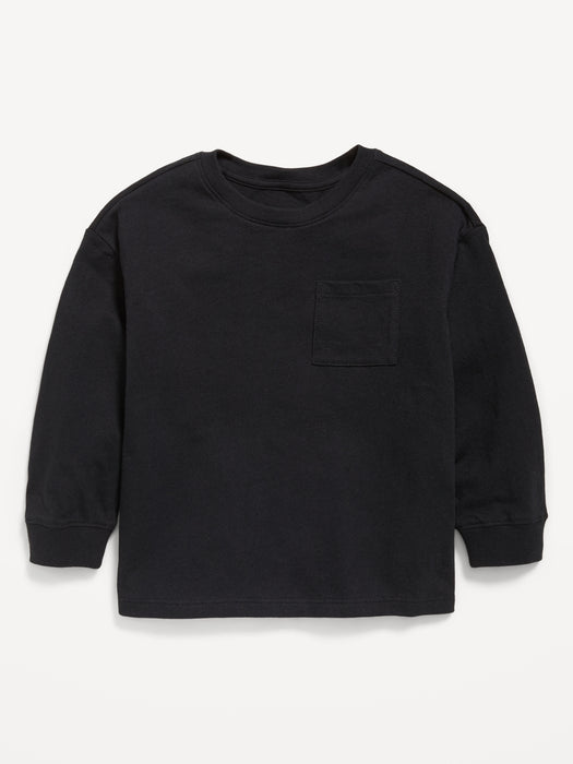 Oversized Long-Sleeve Pocket T-Shirt for Toddler Boys