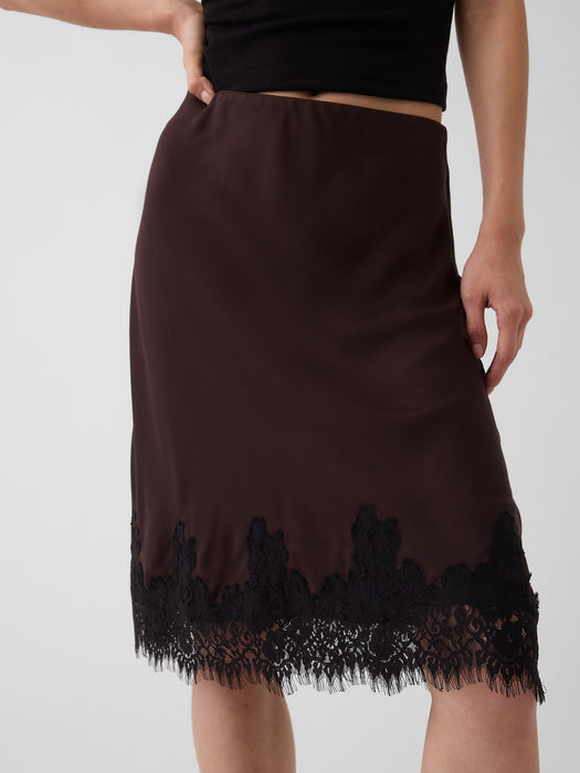 Lace-Hem Easy Knee-Length Skirt