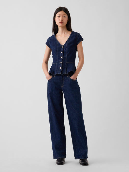 Denim Fitted Peplum Top
