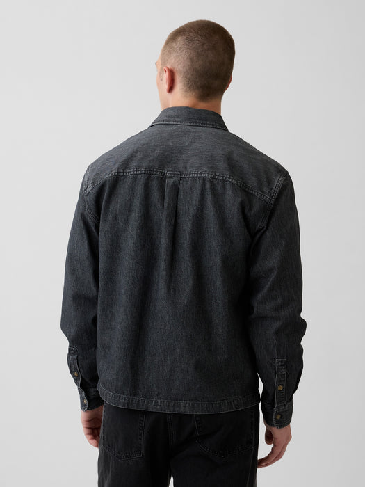 Denim Relaxed Straight-Hem Shirt