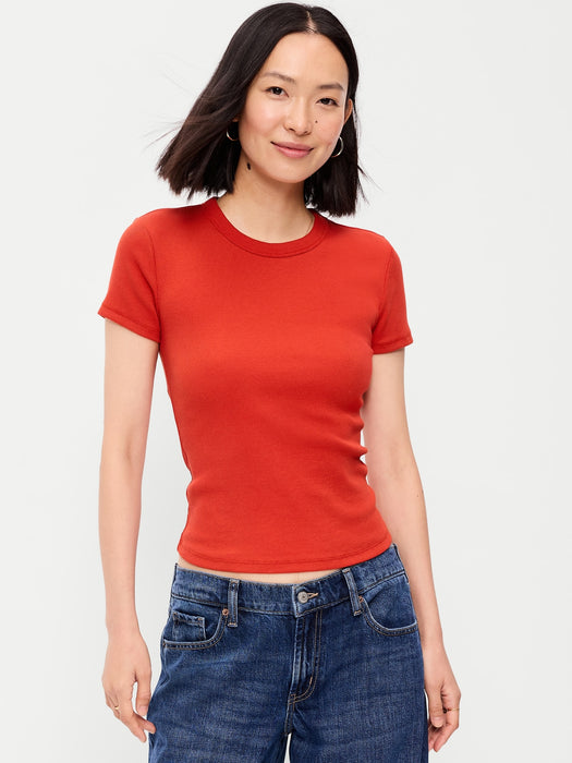 Snug Crop Ribbed T-Shirt