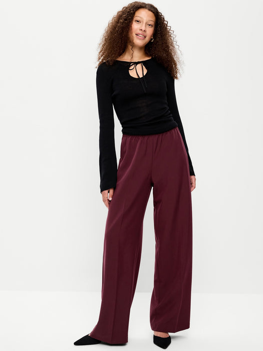 High-Waisted Wide-Leg Trouser Pants