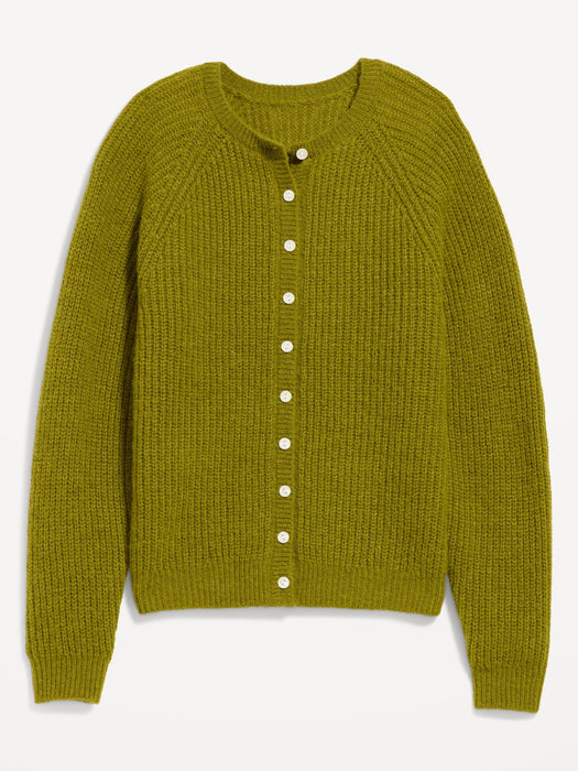Cozy Crew-Neck Wool-Blend Cardigan