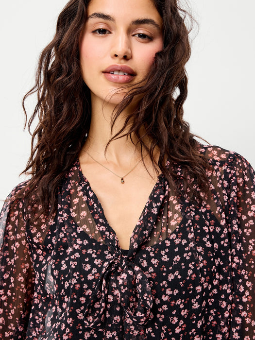 Chiffon Semi-Sheer Tie-Front Top