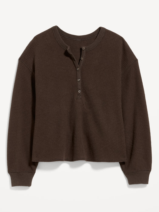 Long-Sleeve Crew-Neck Henley T-Shirt
