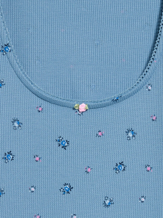 Waffle-Textured Long-Sleeve Pajama Top