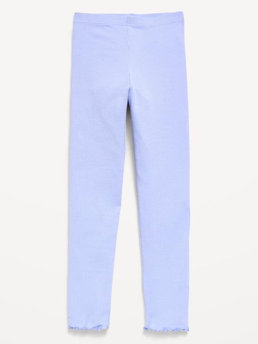 Ribbed Lettuce-Edge Leggings for Girls