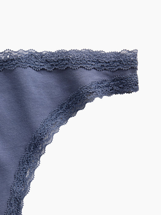 SoftMade Organic Stretch Cotton Lace-Trim Thong
